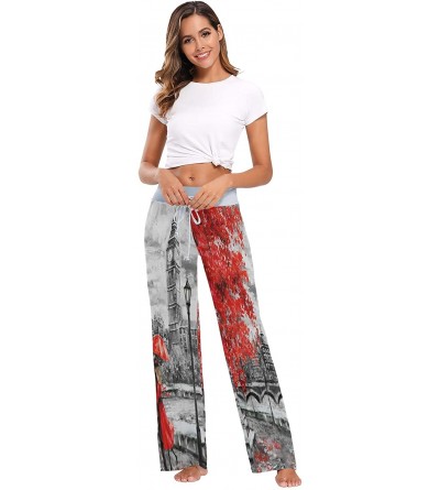 Bottoms London Big Ben Tree Bridge Women's Pajama Lounge Pants Casual Stretch Pants Wide Leg - C619CZI09G5 $25.75