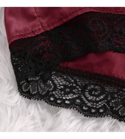 Robes Satin Pants Sexy lace Pajama Underwear Women Shorts S-XXXL - Wine a - CV198N0WDYE $11.87