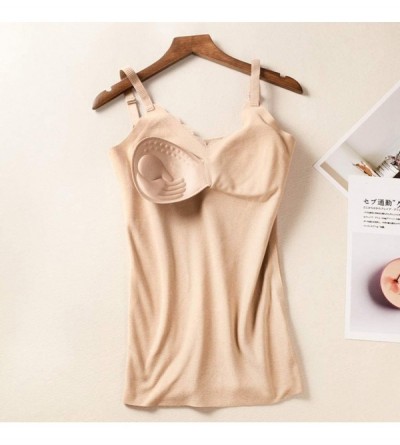 Thermal Underwear Woman Elastic Vest Thermal Inner Wear Tank Solid Seamless Bottoming Underwear - Pink - CY196GA8TH2 $19.66