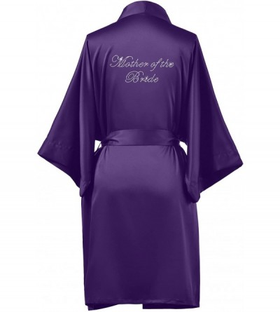 Robes Bridesmaid Robes Women's Silk Satin Short Kimono Bathrobes Wedding Bridal Party Shower Gifts Sleepwear - Dark Purple(mo...