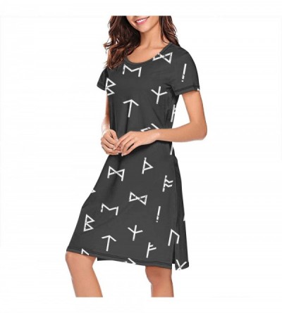 Nightgowns & Sleepshirts Women's Girls Crazy Nightgowns Nightdress Short Sleeve Sleepwear Cute Sleepdress - Abstract Futhark ...