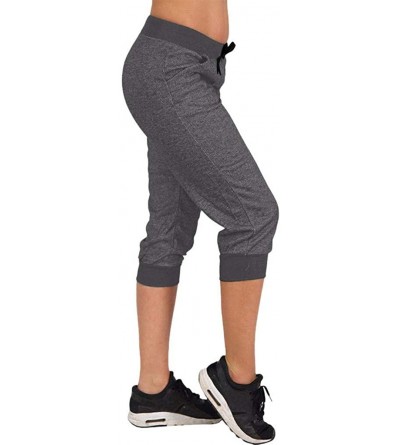 Bottoms Women's Capri Pants Comfy Cropped Yoga Jogger Workout Lounge Drawstring Pants with Pockets kaiCran - Black - C718TX0O...