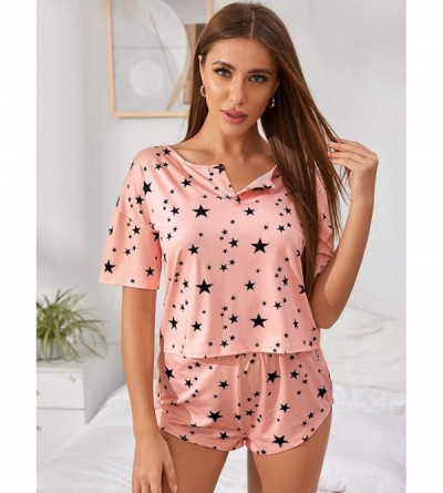 Sets Women's Star Print Top and Shorts Pajama Set - Dusty Pink - C9190R2ZGZZ $16.62