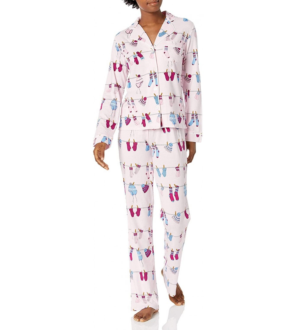 Sets Women's Sleepwear Notch Collar Pajama Set - Winter Things - CY18RD5CNMZ $42.11