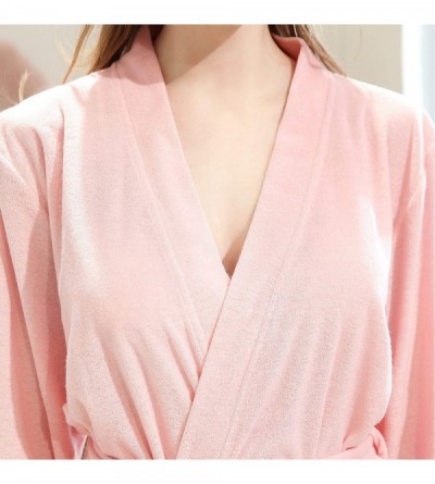 Robes Mens Robe Lightweight Knit Bathrobe Kimono Spa Robes - Pink-1 - CB19837SOQI $15.12