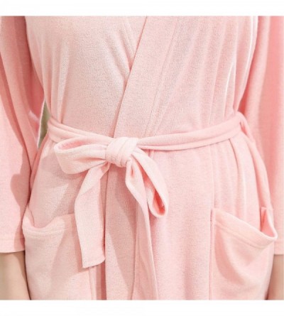 Robes Mens Robe Lightweight Knit Bathrobe Kimono Spa Robes - Pink-1 - CB19837SOQI $15.12