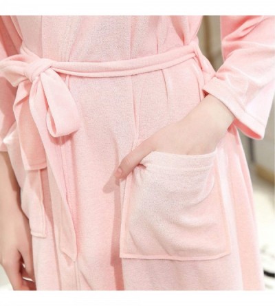 Robes Mens Robe Lightweight Knit Bathrobe Kimono Spa Robes - Pink-1 - CB19837SOQI $15.12