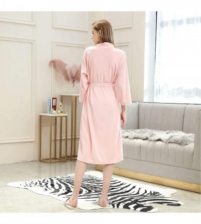 Robes Mens Robe Lightweight Knit Bathrobe Kimono Spa Robes - Pink-1 - CB19837SOQI $15.12