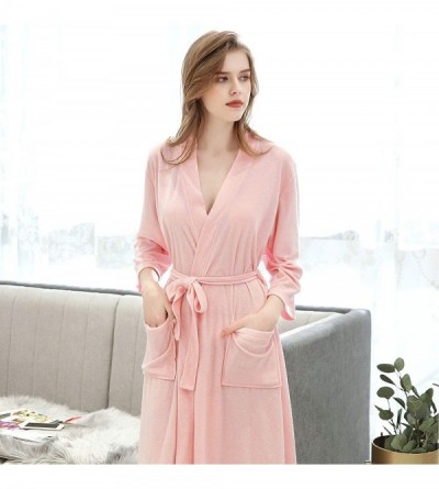 Robes Mens Robe Lightweight Knit Bathrobe Kimono Spa Robes - Pink-1 - CB19837SOQI $15.12