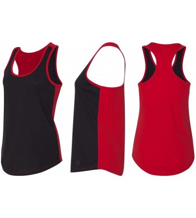 Tops Ladies Mermaids Don't Lose Sleep Over Opinion Shrimp Racerback - Black/Red - CK18W5OS0IU $15.19