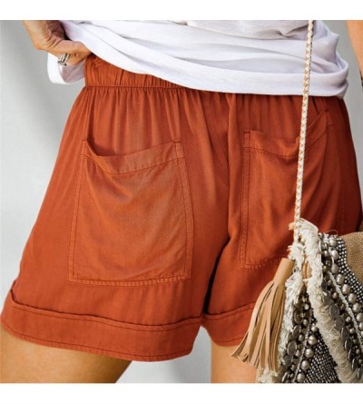 Sets Comfy Drawstring Women Plus Shorts Elastic Waist - C Orange - C6190WRLCQK $12.69