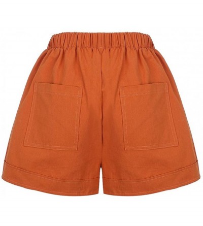 Sets Comfy Drawstring Women Plus Shorts Elastic Waist - C Orange - C6190WRLCQK $12.69