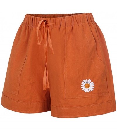 Sets Comfy Drawstring Women Plus Shorts Elastic Waist - C Orange - C6190WRLCQK $12.69