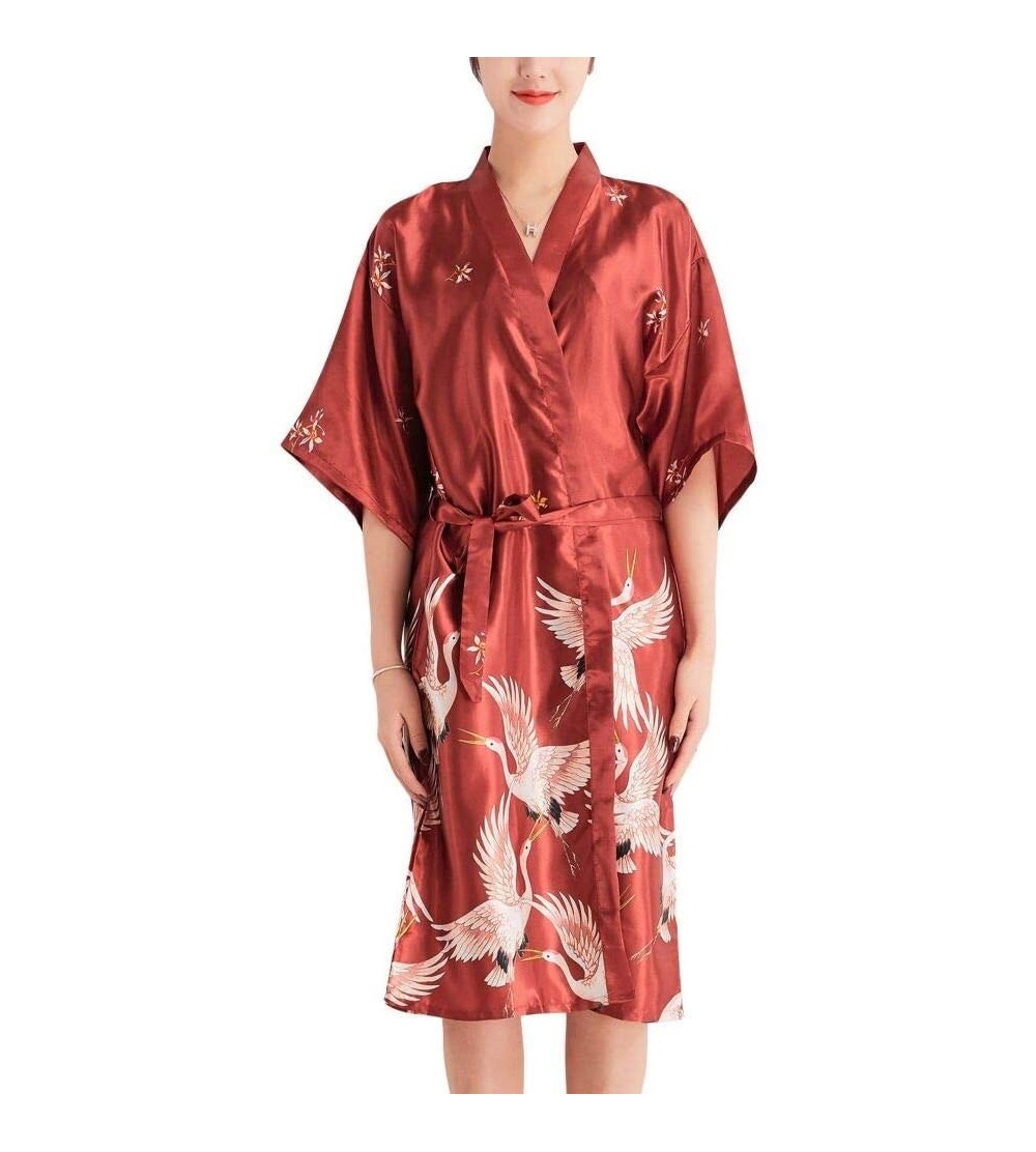 Robes Kimono Robe Bathrobe for Women Crane Towel Satin Pajamas Sleepwear Robe Bathrobe Bride Maid of Honor by Night Pajama Po...