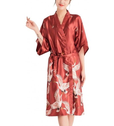 Robes Kimono Robe Bathrobe for Women Crane Towel Satin Pajamas Sleepwear Robe Bathrobe Bride Maid of Honor by Night Pajama Po...