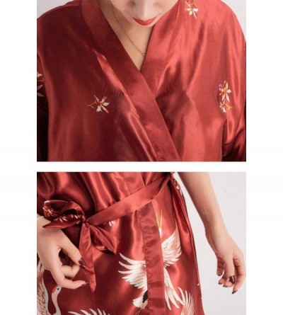 Robes Kimono Robe Bathrobe for Women Crane Towel Satin Pajamas Sleepwear Robe Bathrobe Bride Maid of Honor by Night Pajama Po...