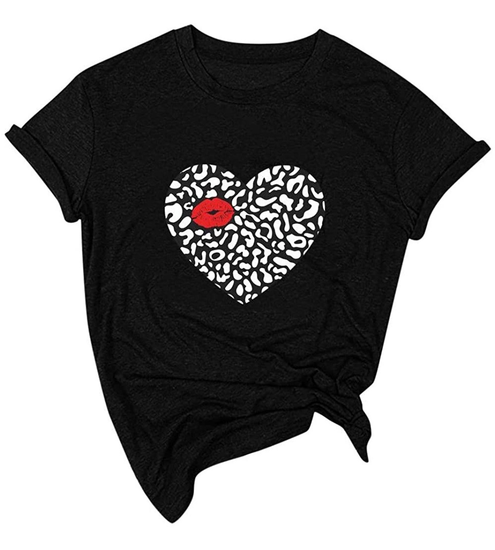 Nightgowns & Sleepshirts Women's Valentine Shirt- Adeliberr Heart-Shaped Cute Graphic Print Shirt Shirt T-Shirt Short Sleeve ...