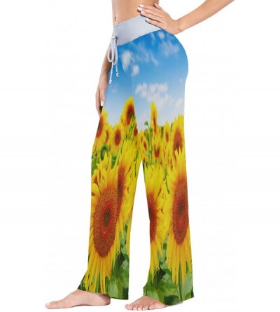 Bottoms Sunflower Field Sunny Sky Flower Women's Pajama Lounge Pants Casual Stretch Pants Wide Leg - CK19CAHEOHG $21.44