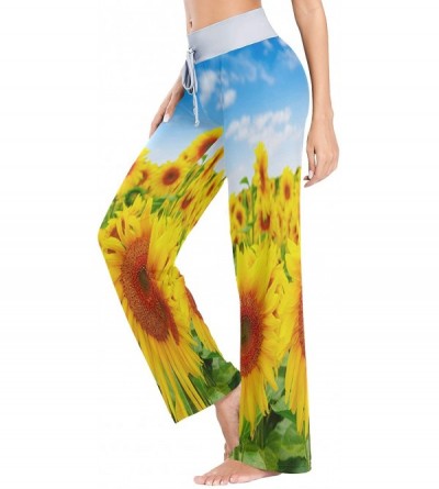 Bottoms Sunflower Field Sunny Sky Flower Women's Pajama Lounge Pants Casual Stretch Pants Wide Leg - CK19CAHEOHG $21.44