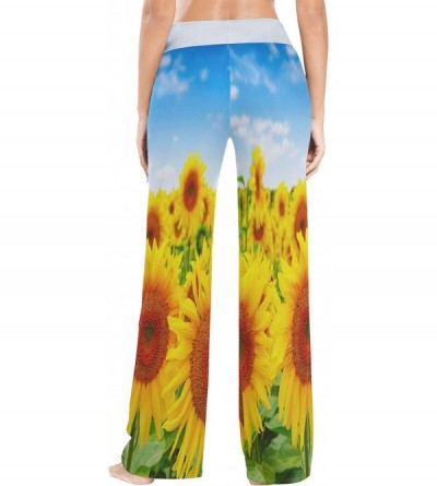 Bottoms Sunflower Field Sunny Sky Flower Women's Pajama Lounge Pants Casual Stretch Pants Wide Leg - CK19CAHEOHG $21.44