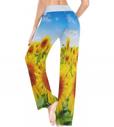 Bottoms Sunflower Field Sunny Sky Flower Women's Pajama Lounge Pants Casual Stretch Pants Wide Leg - CK19CAHEOHG $21.44