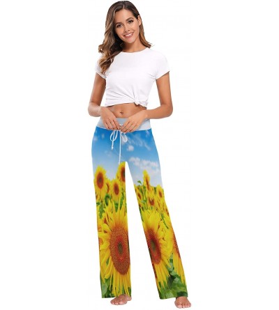 Bottoms Sunflower Field Sunny Sky Flower Women's Pajama Lounge Pants Casual Stretch Pants Wide Leg - CK19CAHEOHG $21.44