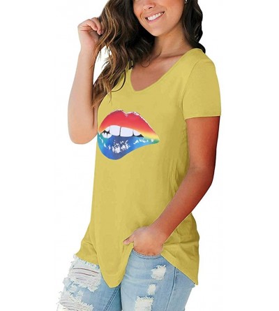 Tops Women's Casual T Shirt- Lace Blouse- Long Sleeve Hoodie - 2-yellow - CS190TTANDL $23.32