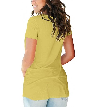 Tops Women's Casual T Shirt- Lace Blouse- Long Sleeve Hoodie - 2-yellow - CS190TTANDL $23.32