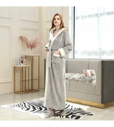 Robes Womens Fleece Bathrobe - Soft Plush Robe Spa Full Length Warm Robe - 04silver - CT18YKTCSNX $33.43