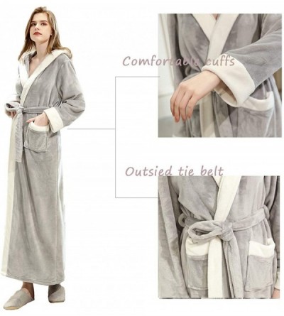 Robes Womens Fleece Bathrobe - Soft Plush Robe Spa Full Length Warm Robe - 04silver - CT18YKTCSNX $33.43