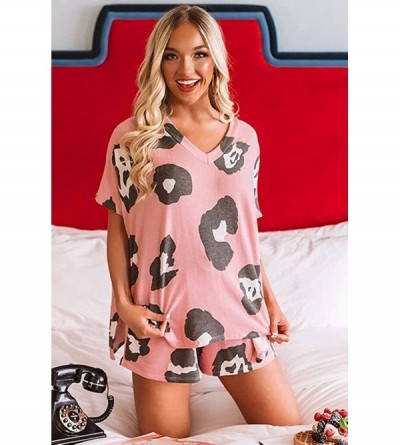 Sets Women's Casual Tie Dye Printed Pajama Sets Nightwear Top with Shorts - Hs031 Pink - CU199HRCRH9 $35.85