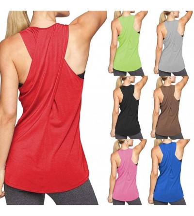 Nightgowns & Sleepshirts Women Activewear Yoga Tops Running Workouts Yoga Sport Racerback Blouse Jogger Sport Vest Tank Shirt...