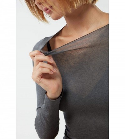 Tops Womens Boat Neck Modal Cashmere Ultralight Jumper - Dark Grey - 013i - Dark Grey Blend - CM18HDNREML $53.91