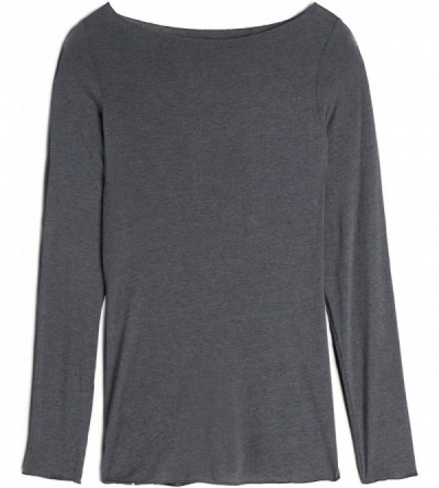 Tops Womens Boat Neck Modal Cashmere Ultralight Jumper - Dark Grey - 013i - Dark Grey Blend - CM18HDNREML $53.91