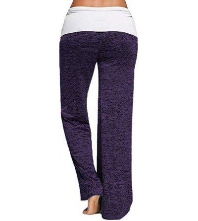 Bottoms Women's Comfy High Waist Casual Loose Drawstring Wide Leg Lounge Pants - Purple - CQ18027U4SM $19.92