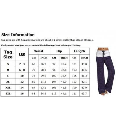 Bottoms Women's Comfy High Waist Casual Loose Drawstring Wide Leg Lounge Pants - Purple - CQ18027U4SM $19.92