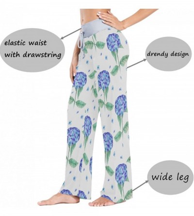 Bottoms Watercolor Blue Hydrangea Flowers Women's Pajama Pants Lounge Sleep Wear - Multi - CS19D3S03X6 $17.72