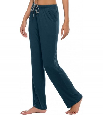 Bottoms Women's Pajama Pants Modal Pajama Bottoms Knit Sleep Pants with Pockets - Blue - CI199UCGDAK $19.98