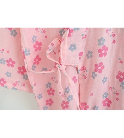 Robes Women Cotton Kimono Bathrobe with Pockets Robe 8 Color - Pink Cherry Blossoms - CY12I1IHM5Z $24.18