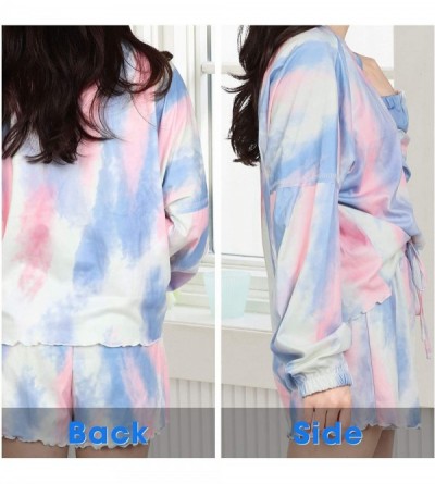 Sets Women Tie Dye Printed Pajamas Set Casual Two-Piece Sleepwear for Juniors Ladies Girls - Blue - CZ1900C7MEY $29.55