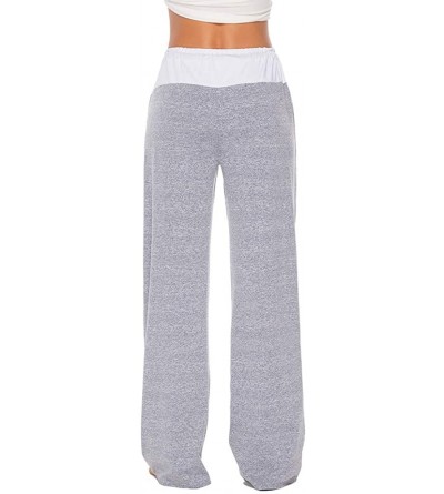 Bottoms Women's Drawstring Palazzo Wide Leg Pajama Lounge Yoga Pants - Silver Grey - C418SNZX6WL $13.94