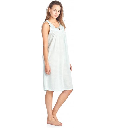 Nightgowns & Sleepshirts Women's Sleeveless Embroidered Pointelle Nightgown Sleep Dress - Green - CW12CMWEN3F $16.15