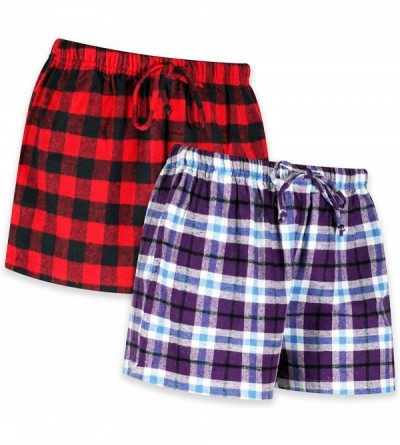 Bottoms Women Flannel Plaid Lounge Pajama Sleepwear Shorts - 2 Pack - 703 - CY193GNEYCG $18.50