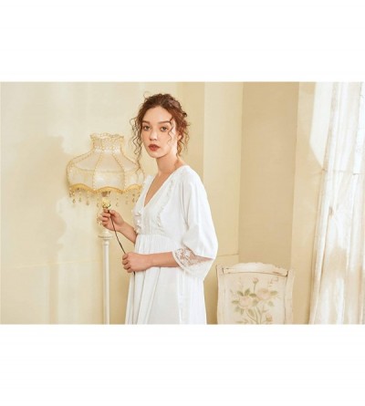 Nightgowns & Sleepshirts Women's Vintage Victorian Sleepwear Short-Sleeve Sheer Nightgown Pajamas Nightwear Lounge Dress - Gt...