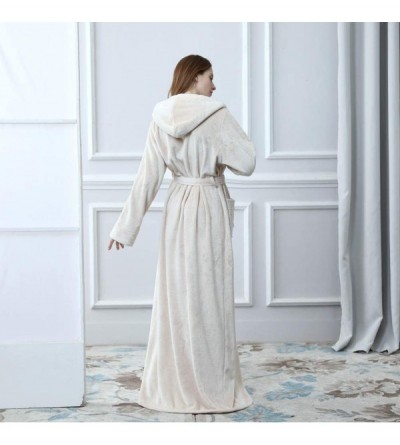 Nightgowns & Sleepshirts Long Hooded Robe for Women Warm Housecoat with Pockets Winter Full Length Bathrobe Sleepwear Luxurio...