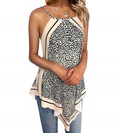 Tops Women's Floral Print Handkerchief Hem Bandana Sundress Loungewear Sleep Blouse Dress - Leopard - CP19DS458SU $19.08