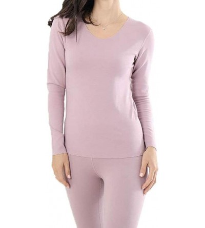 Thermal Underwear Women's Thermal Underwear Long John Set Fleece Lined Base Layer Top & Bottom Clothing Pajamas - Pink Set - ...