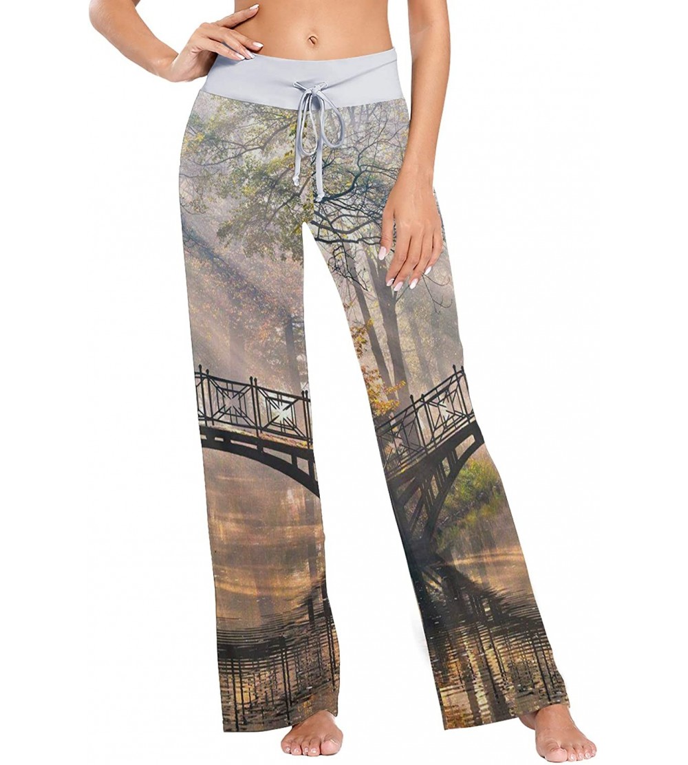 Bottoms Fall Bridge Sunlight Women's Pajama Pants Loose Drawstring Lounge Pants Sleepwear - CK19C4XNK7R $30.37