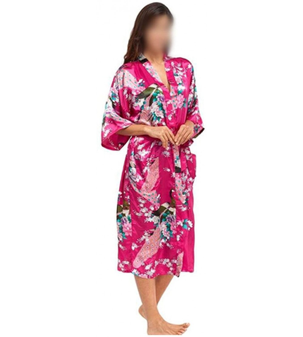 Robes Black Women Silkno Robes Long Sexy Nightgown Vintage Printed Night Gown Flower Plus Size S M L XL XXL XXXL - As the Pho...