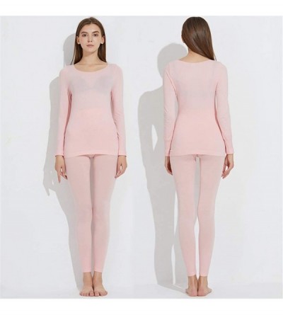 Thermal Underwear Men Women's Long John Set Thermal Underwear Ultra Soft Elastic Top & Bottom Set - Women-pink - CT192627WDZ ...